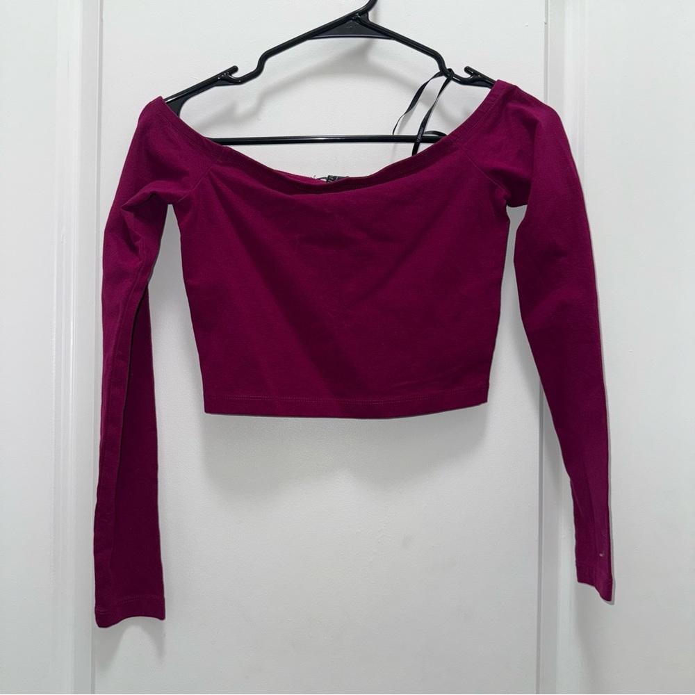 Forever 21 Magenta Off Shoulder Strapless Crop Top